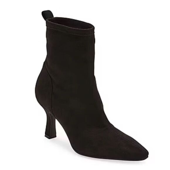 NWT WORTHINGTON Womens Olympia Flared Heel Booties Boots Size 6 Black Faux Suede - Picture 1 of 13